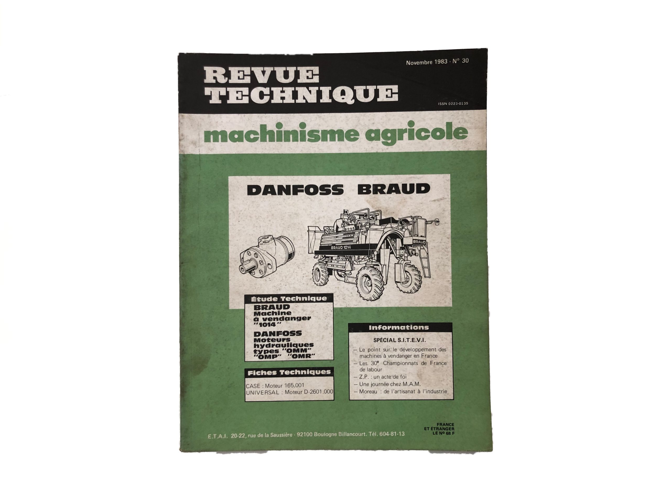 DANFOSS Moteurs hydrauliques RTMA 30 REVUE TECHNIQUE BRAUD Vendangeuses 1014 