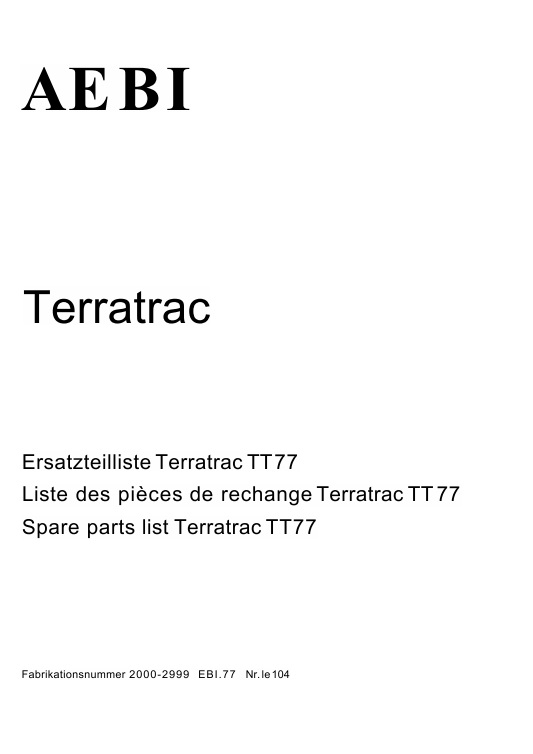 Tracteur de pente Aebi Terratrac TT 77 catalogue pièces détachées numérique – Image 2