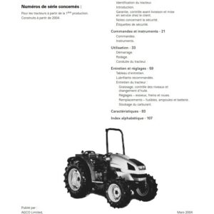 Tracteur MF 2405 2410 2415 tracteur compact Manuel utilisation entretien Massey Ferguson numérique