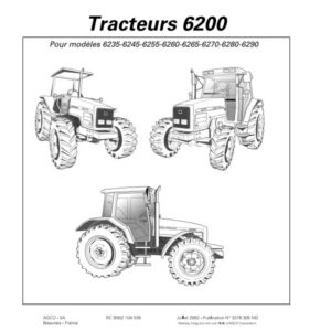 Tracteur MF 6235 6245 6255 6260 6265 6270 6280 6290 Manuel utilisation entretien Massey Ferguson numérique