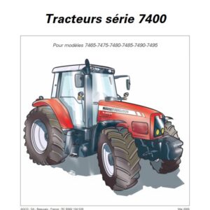 Tracteur MF 7465 7475 7480 7485 7490 7495 Tier 2 Manuel utilisation entretien Massey Ferguson numérique