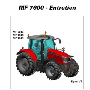 Tracteur MF 7615 7616 7618 Dyna-VT Manuel entretien Massey Ferguson numérique