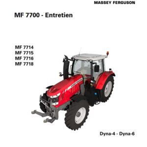 Tracteur MF 7714 7715 7716 7718 Dyna-4 Dyna-6 Manuel d'entretien Massey Ferguson numérique