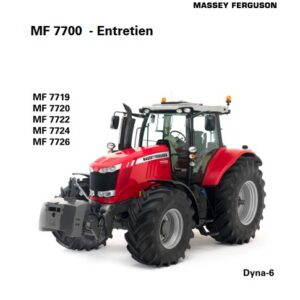 Tracteur MF 7719 7720 7722 7724 7726 Dyna-6 Manuel d'entretien Massey Ferguson numérique