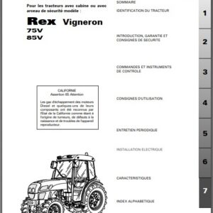 Tracteur Rex 75V 85 V tracteur vigneron Manuel utilisation entretien Landini numérique