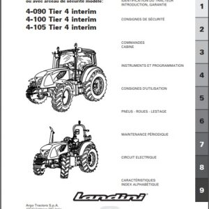Tracteur Série 4 4-090 4-100 4-105 T4i Manuel utilisation entretien Landini numérique
