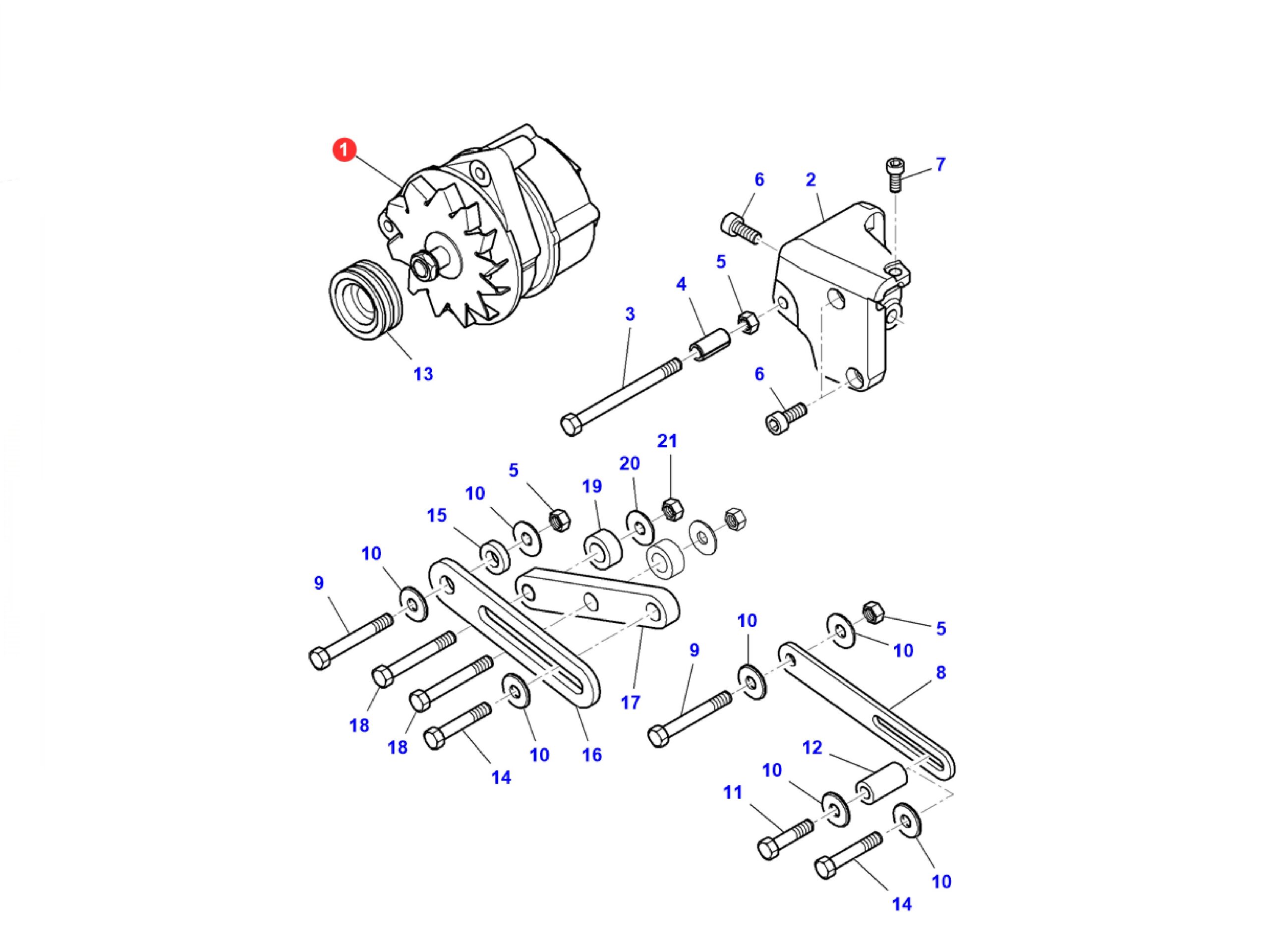 4287014M4 alternateur 120 A Massey Ferguson 4700 5400 5700 6400 6700 7600 8600 Valtra S – Image 4