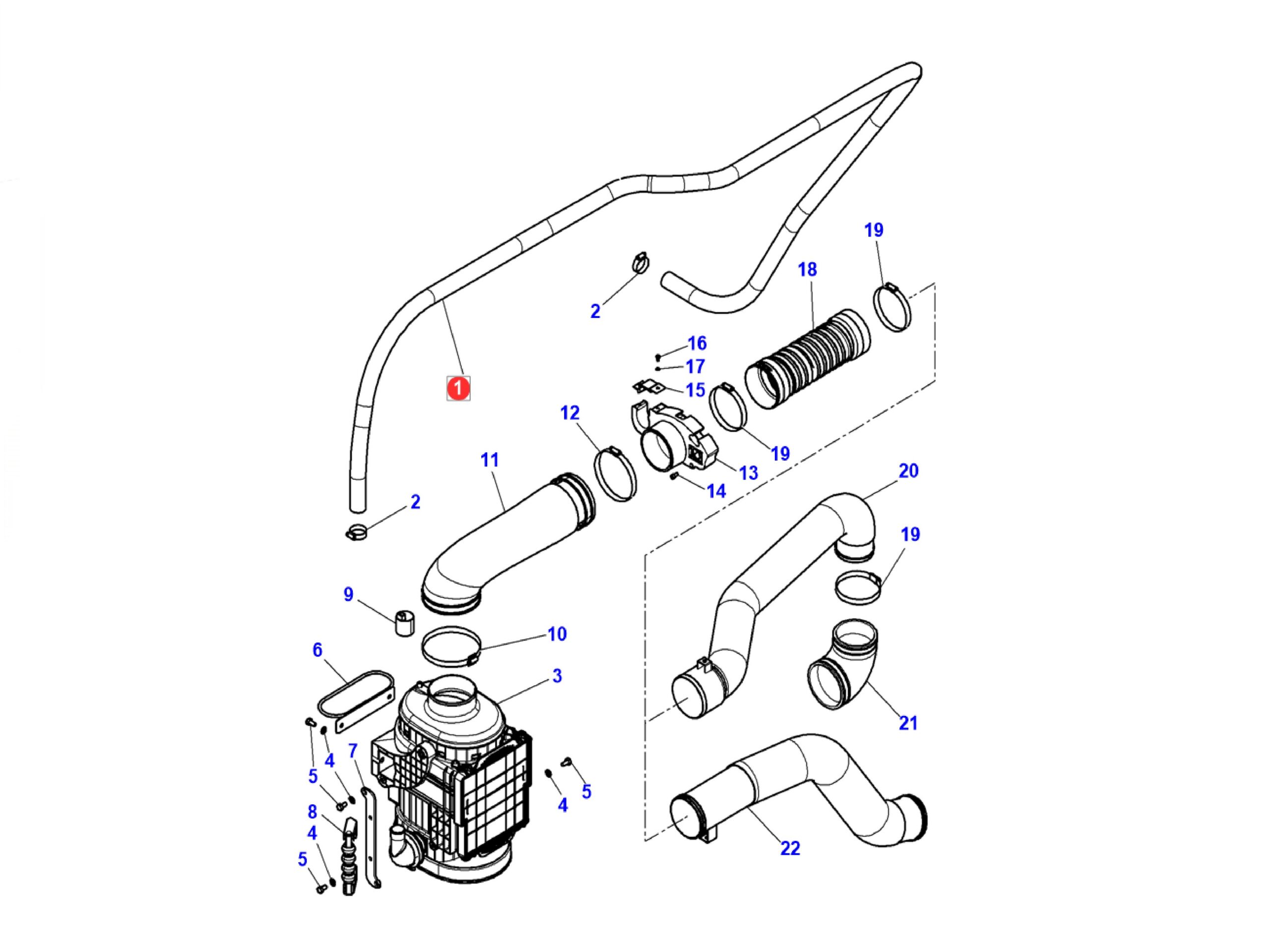 3777809M3 Tuyau aspiration poussière filtration Massey Ferguson 6200 8200 5400 6400 7400 – Image 3